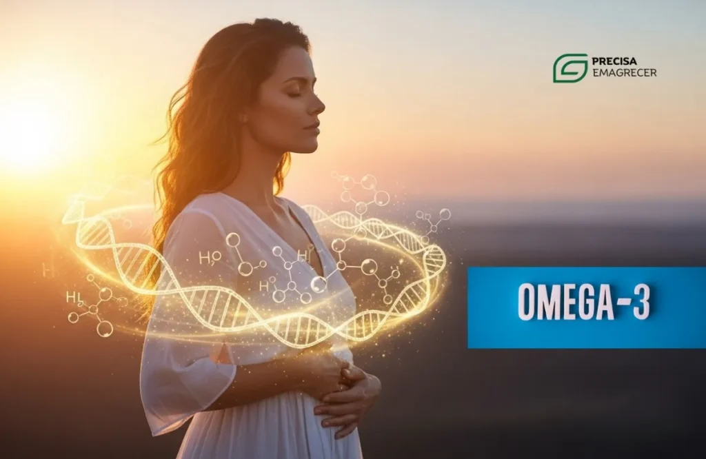 Imagem suave de uma mulher com as mãos sobre o ventre, envolta em uma luz quente e equilibrada.