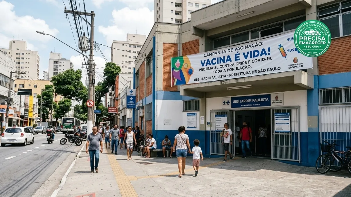 Profissionais de saúde administrando a vacina pneumocócica no SUS infantil