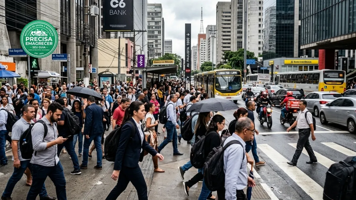 pessoas andando apressadas na cidade de são paulo