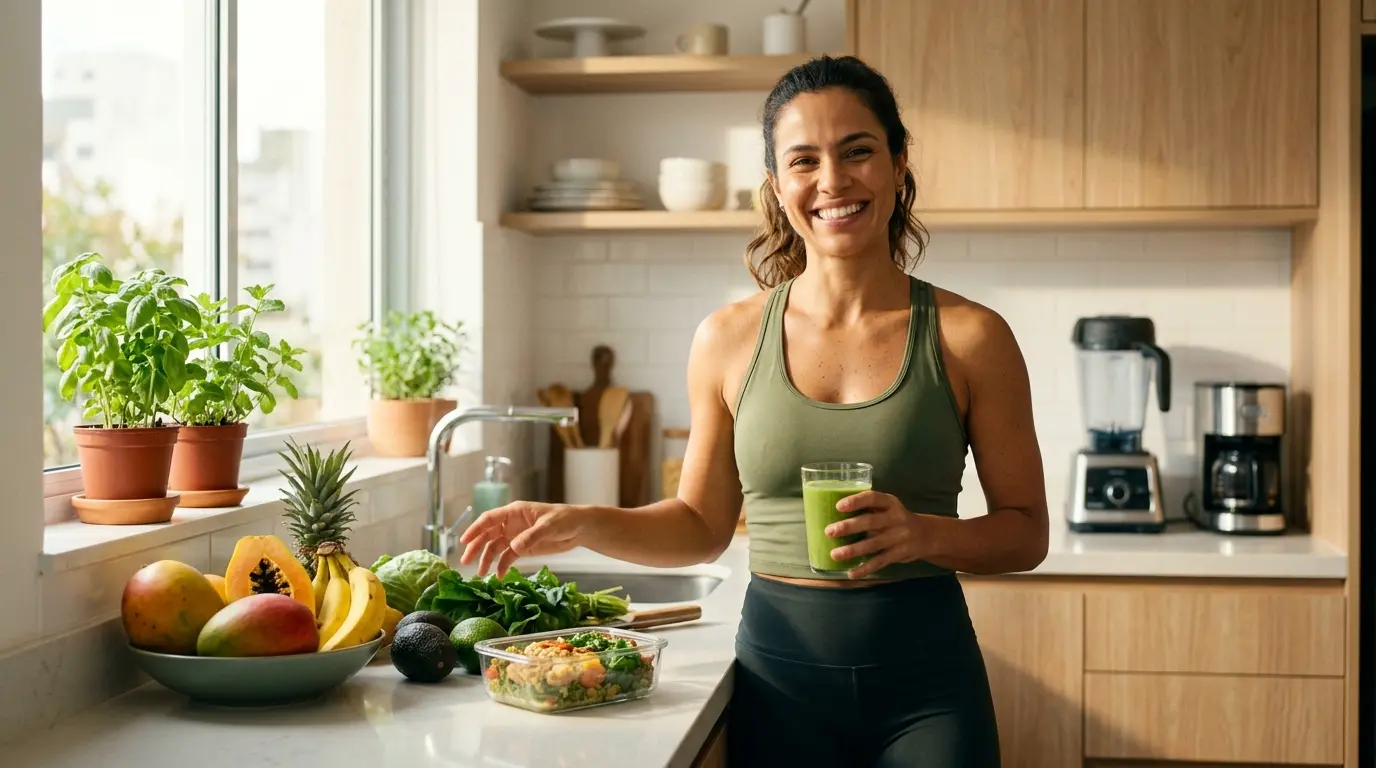 Variedade de frutas e vegetais frescos para um emagrecimento saudável